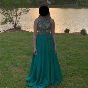 Blue-green size 2 prom dress